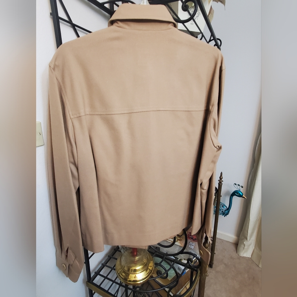 Womens 100% wool jacket in a size 16. Tan color. - Picture 2 of 5